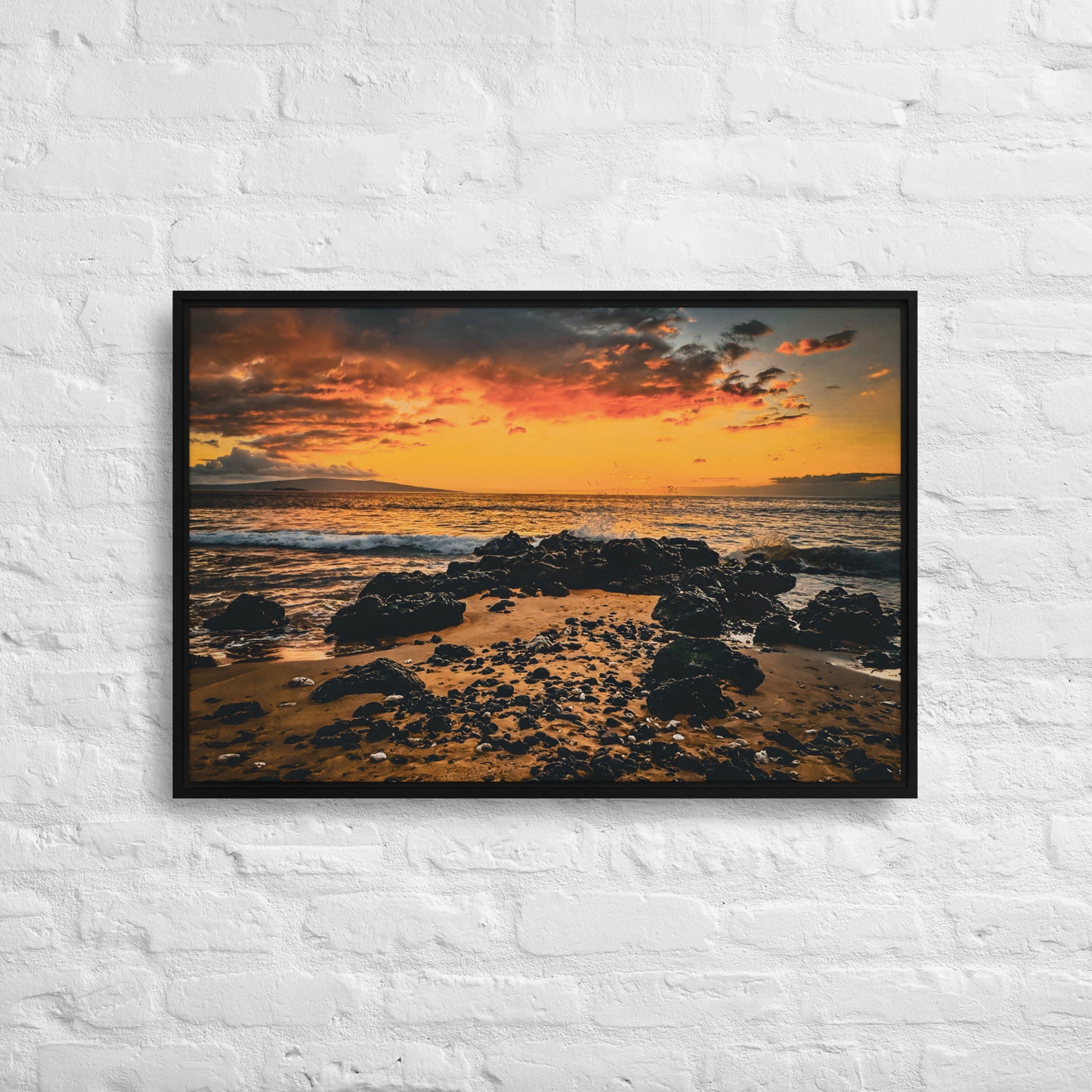 Fire Shore - Maui, Wailea | Framed Canvas Print