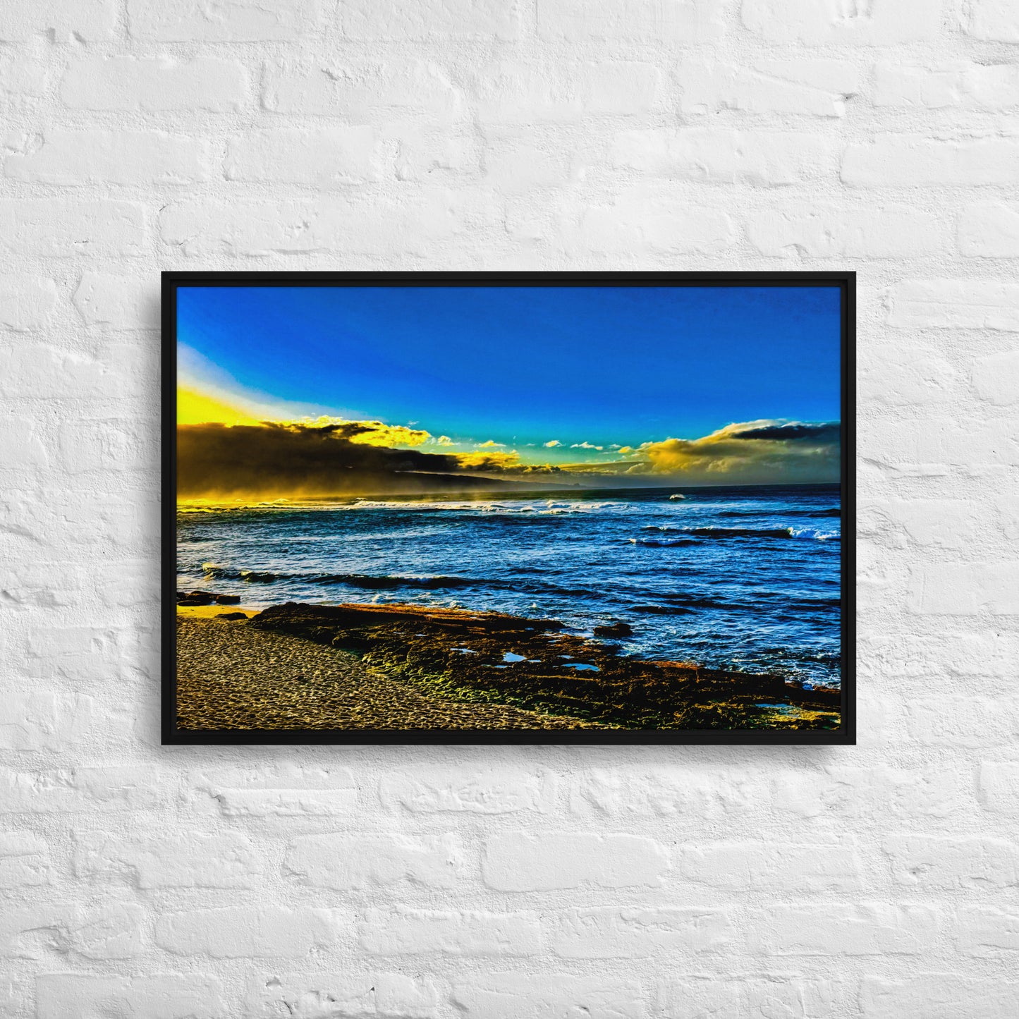 The Mist and the Light — Maui, North Shore | Framed Canvas Print