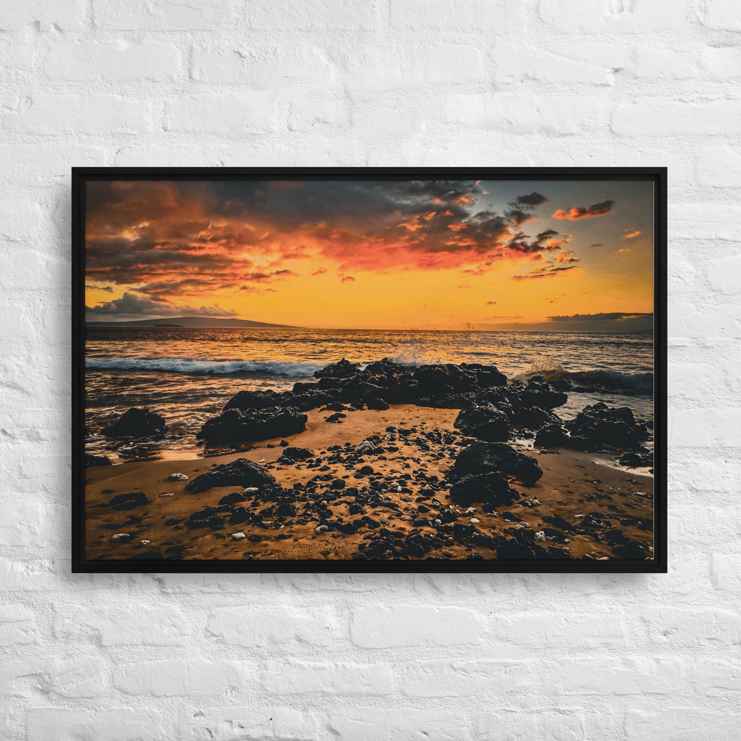 Fire Shore - Maui, Wailea | Framed Canvas Print